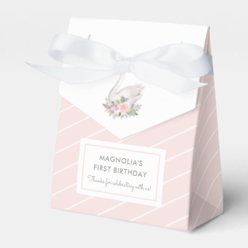 Watercolor Floral Swan Princess Birthday Favor Boxes