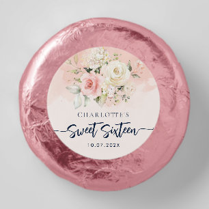Watercolor Floral Sweet Sixteen Birthday Script Dipped Oreo Cookie Favors