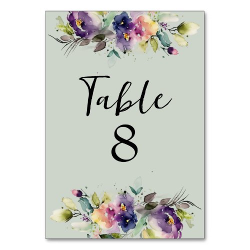 Watercolor Floral Table Number