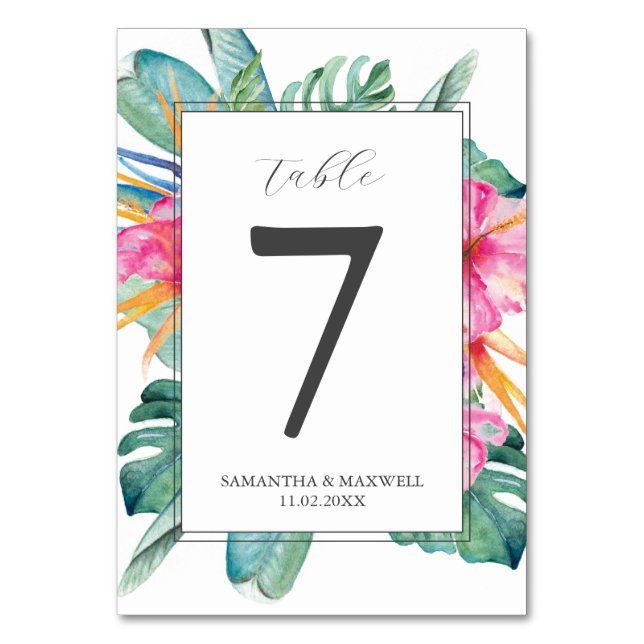 Watercolor Floral Table Number Cards (Front)