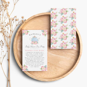 Watercolor Floral Tea Party Baby Shower Book Enclosure Card
