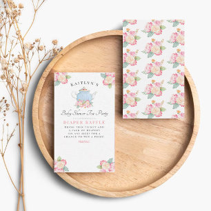 Watercolor Floral Tea Party Baby Shower Diaper Enclosure Card