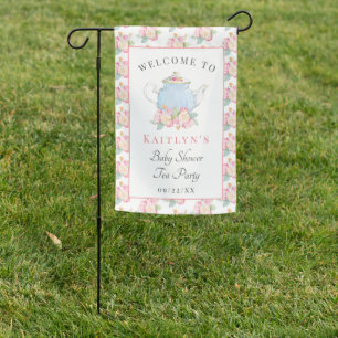 Watercolor Floral Tea Party Baby Shower Welcome Garden Flag