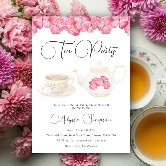 Watercolor Floral Tea Party Bridal Shower Invitation (Creator Uploaded)