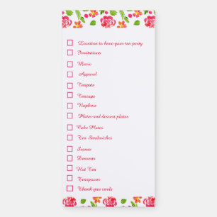 Watercolor Floral Tea Party Checklist Magnetic Notepad