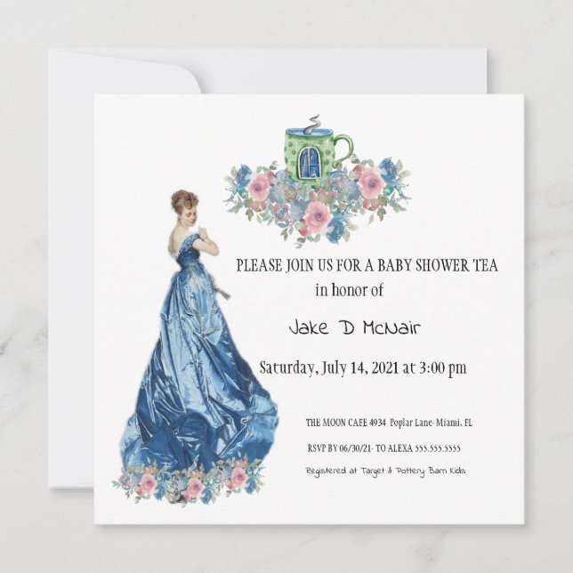 Watercolor Floral Tea Party Invitation (Front)