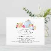 Watercolor Floral Tea Party Invitation (Standing Front)