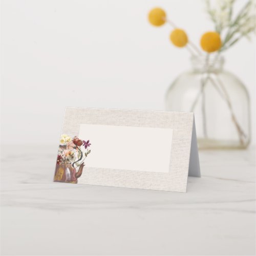 Watercolor Floral Tea Party Shower Blank  Place Card