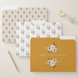 Watercolor Floral Teacher File Folders