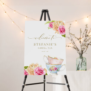 Watercolor Floral Teacups Bridal Shower Welcome Foam Board