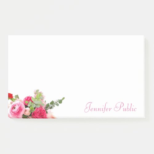 Watercolor Floral Template Handwritten Name Chic Post_it Notes