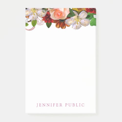 Watercolor Floral Template Trendy Flowers Roses Post_it Notes