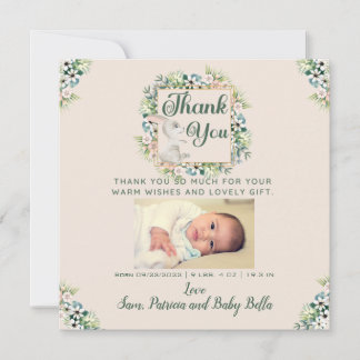 Watercolor Floral Thank You Baby Gift Card