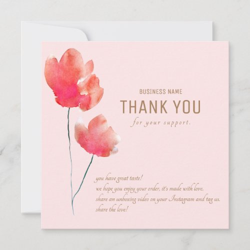 Watercolor Floral Thank You Business Card