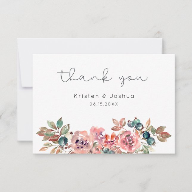 Watercolor Floral Thank You Card (Front)