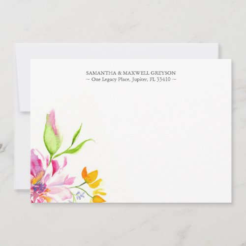 Watercolor Floral Thank You Note Cards