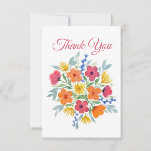 Watercolor Floral "Thank You" Thank You Card