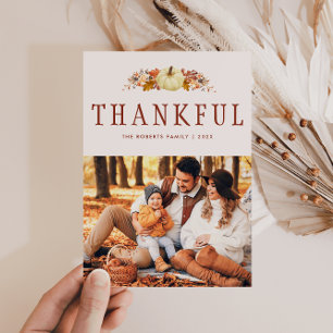 watercolor floral thanksgiving greeting photo card