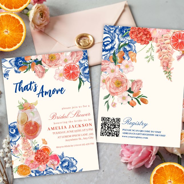 Watercolor floral That's Amore Bridal Shower Invitation (Creator Uploaded)