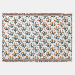 Watercolor floral throw blanket