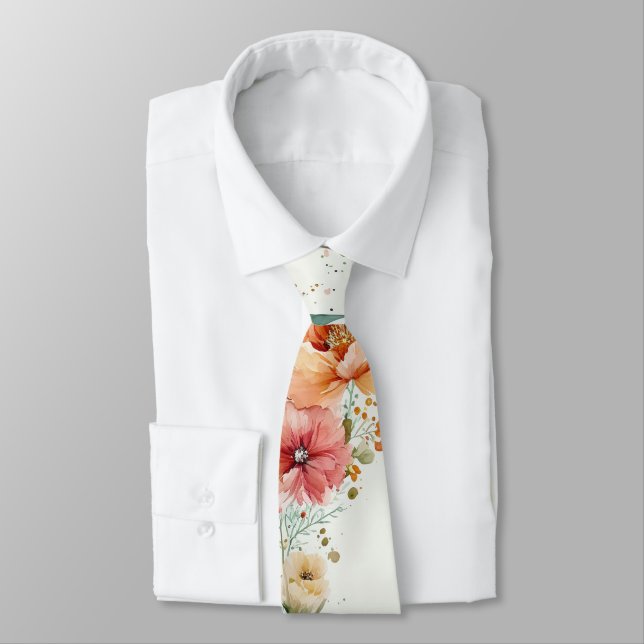 Watercolor floral Tie (Tied)