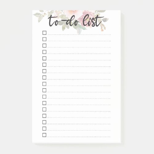 Watercolor Floral To_Do List Post_It Notes