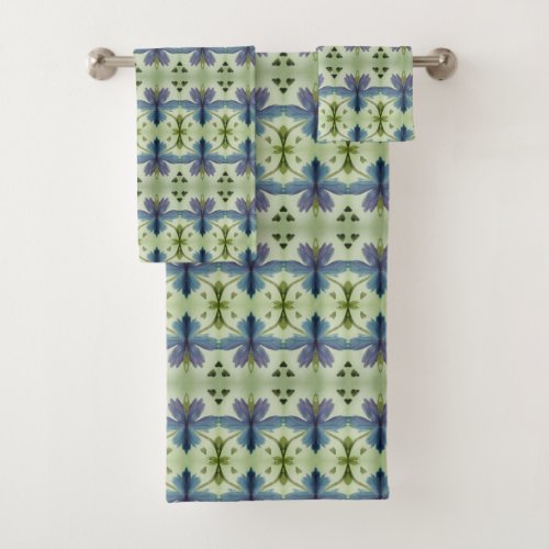 Watercolor Floral Towel Set With Navy And Greens