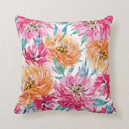 Watercolor floral trendy throw pillow