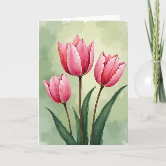 Watercolor Floral Trio Card (Front)