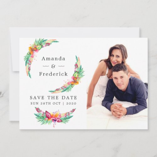 Watercolor Floral Tropical Summer Beach Wedding Save The Date