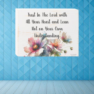  Watercolor Floral Trust  Pinks Typography Wooden Box Sign