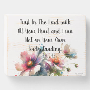 Watercolor Floral Trust Pinks Typography Wooden Box Sign