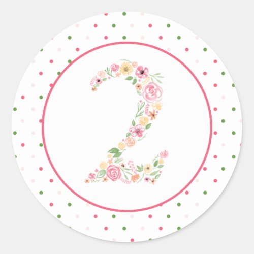 Watercolor Floral Two 2nd Birthday Classic Round Sticker