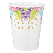 Watercolor Floral Unicorn Birthday Paper Cup (Back)