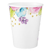 Watercolor Floral Unicorn Birthday Paper Cup (Left)