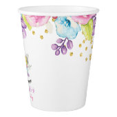 Watercolor Floral Unicorn Birthday Paper Cup (Right)