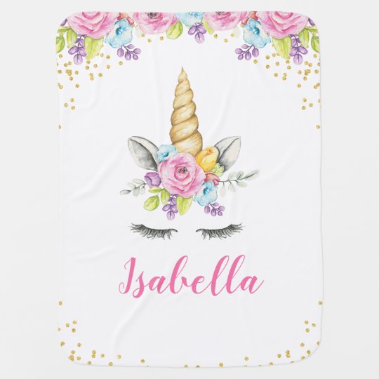 watercolor floral unicorn personalized