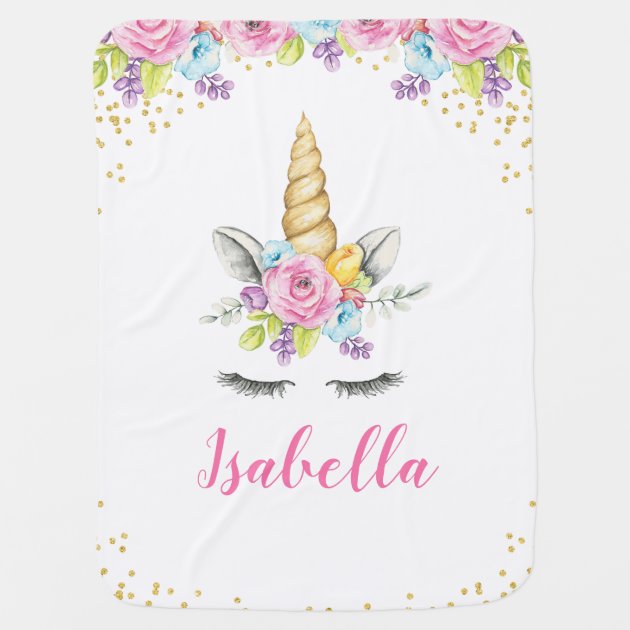 personalized unicorn baby blanket