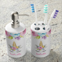 Watercolor Floral Unicorn Personalized Bath Set Watercolor Floral Unicorn Personalized Bath Set
