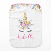 Watercolor Floral Unicorn Personalized Burp Cloth Watercolor Floral Unicorn Personalized Burp Cloth