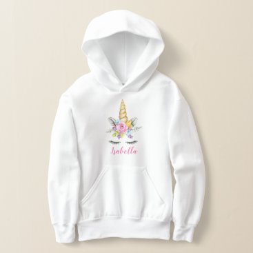 Watercolor Floral Unicorn Personalized Hoodie