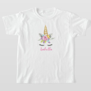 Watercolor Floral Unicorn Personalized T-Shirt