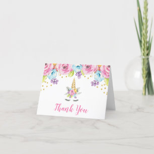 Watercolor Floral Unicorn Thank You