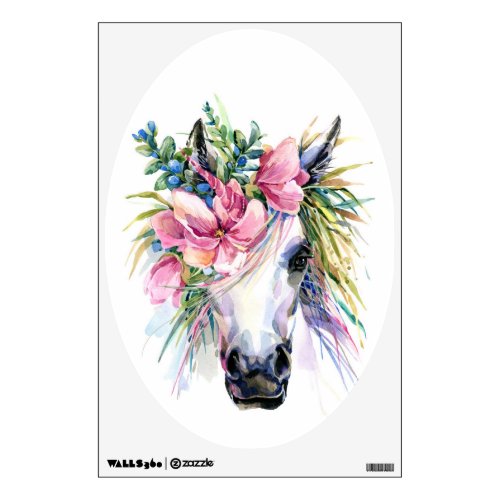 Watercolor Floral Unicorn Wall Decal