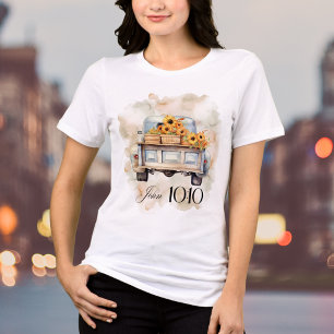 Watercolor Floral Vintage Truck With Bible Verse Tri-Blend Shirt