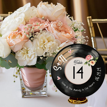 Watercolor Floral Viny Record Table Number Cards by OccasionInvitations at Zazzle