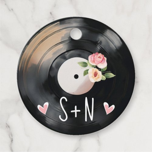  Watercolor Floral Vinyl Record Thank You Favor Tags