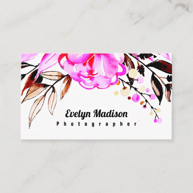 Watercolor Floral Visiting Card (Front)