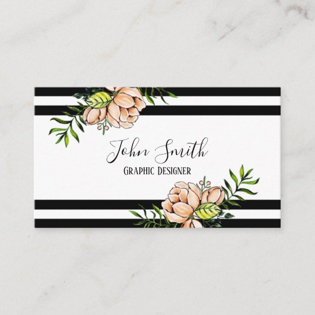 Watercolor Floral Visiting Card Buisness Card (Front)