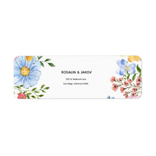 watercolor floral wedding address label
